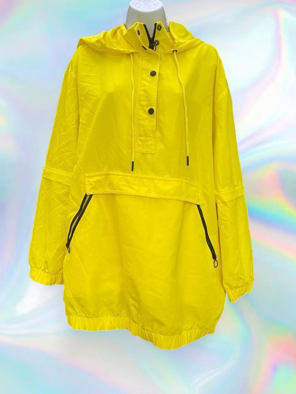 Yellow Hooded Anorak Jacket - Women's Lightweight Pullover